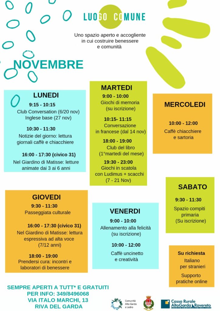 NUOVI APPUNTAMENTI DI NOVEMBRE!